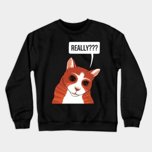 Really? Cute Ginger cat watching you a bit worried Crewneck Sweatshirt